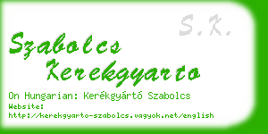 szabolcs kerekgyarto business card