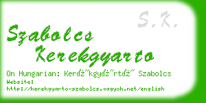 szabolcs kerekgyarto business card